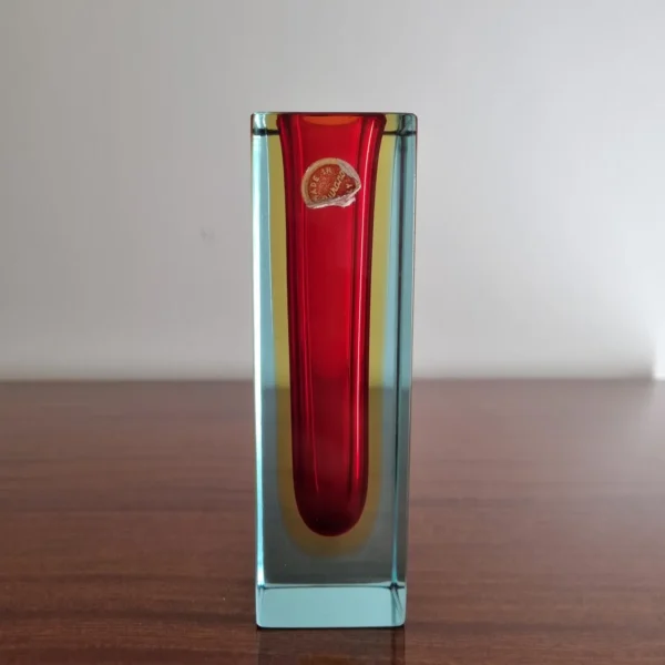 Set of 2 Murano Sommerso Glass Vases by Flavio Poli for Alessandro Mandruzzato, Italy 70s