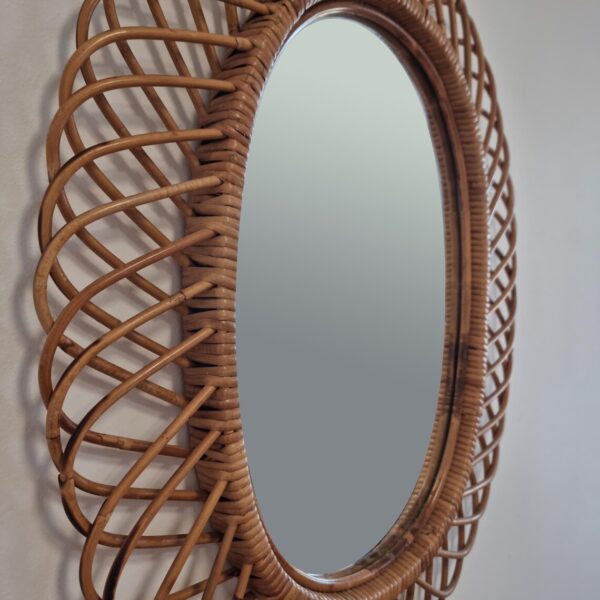 Vintage Bamboo Mirror by Franco Albini for Bonacina, Italy 60s