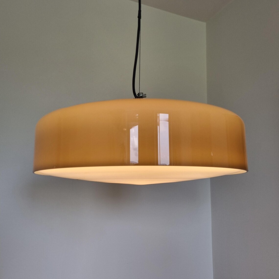 Large Vintage Glass Lamp, Italy 80s