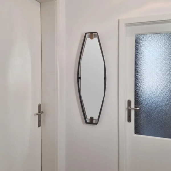 Mid Century Modern Metall And Brass Mirror By Santambrogio & De Berti, Italy 50s