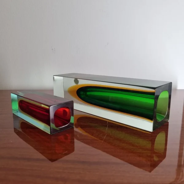 Set of 2 Murano Sommerso Glass Vases by Flavio Poli for Alessandro Mandruzzato, Italy 70s