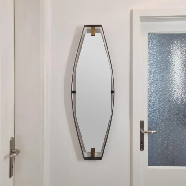 Mid Century Modern Metall And Brass Mirror By Santambrogio & De Berti, Italy 50s