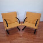 Pair Of Yellow T-Line Armchairs By Burkhard Voghterr For Arflex, 80s