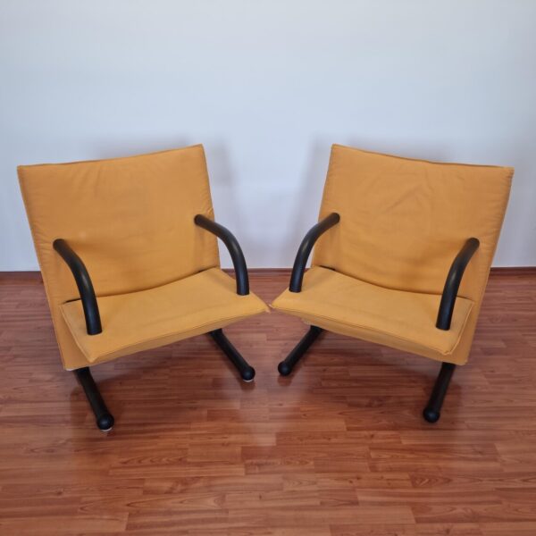 Pair Of Yellow T-Line Armchairs By Burkhard Voghterr For Arflex, 80s