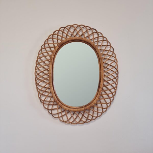 Vintage Bamboo Mirror by Franco Albini for Bonacina, Italy 60s