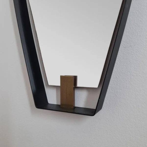 Mid Century Modern Metall And Brass Mirror By Santambrogio & De Berti, Italy 50s
