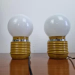 Vintage Yellow Night Lamps, Space Age Table Lamps, Italy 70s