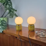 Vintage Yellow Night Lamps, Space Age Table Lamps, Italy 70s