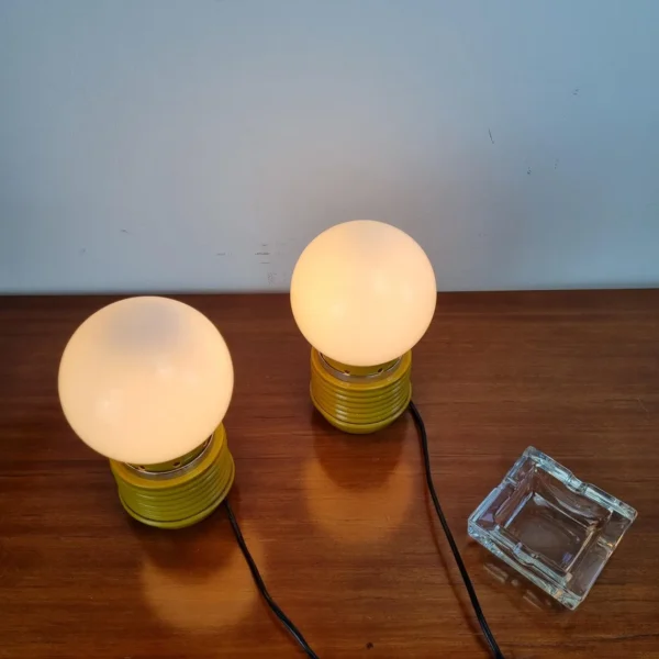 Vintage Yellow Night Lamps, Space Age Table Lamps, Italy 70s