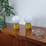 Vintage Yellow Night Lamps, Space Age Table Lamps, Italy 70s