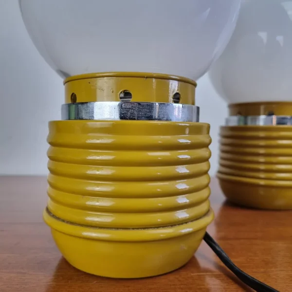 Vintage Yellow Night Lamps, Space Age Table Lamps, Italy 70s