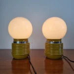 Vintage Yellow Night Lamps, Space Age Table Lamps, Italy 70s