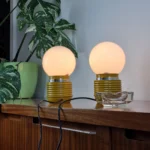 Vintage Yellow Night Lamps, Space Age Table Lamps, Italy 70s