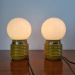 Vintage Yellow Night Lamps, Space Age Table Lamps, Italy 70s