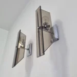 Mid Century Crystal Wall Sconces, Fontana Arte Style, Italy, 70s