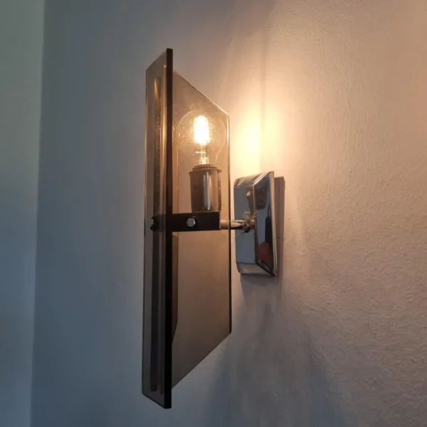 Mid Century Crystal Wall Sconces, Fontana Arte Style, Italy, 70s