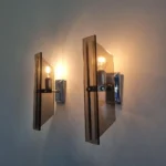 Mid Century Crystal Wall Sconces, Fontana Arte Style, Italy, 70s