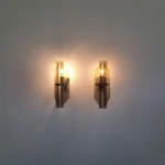 Mid Century Crystal Wall Sconces, Fontana Arte Style, Italy, 70s