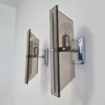 Mid Century Crystal Wall Sconces, Fontana Arte Style, Italy, 70s