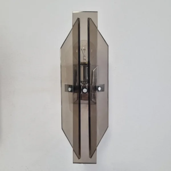 Mid Century Crystal Wall Sconces, Fontana Arte Style, Italy, 70s